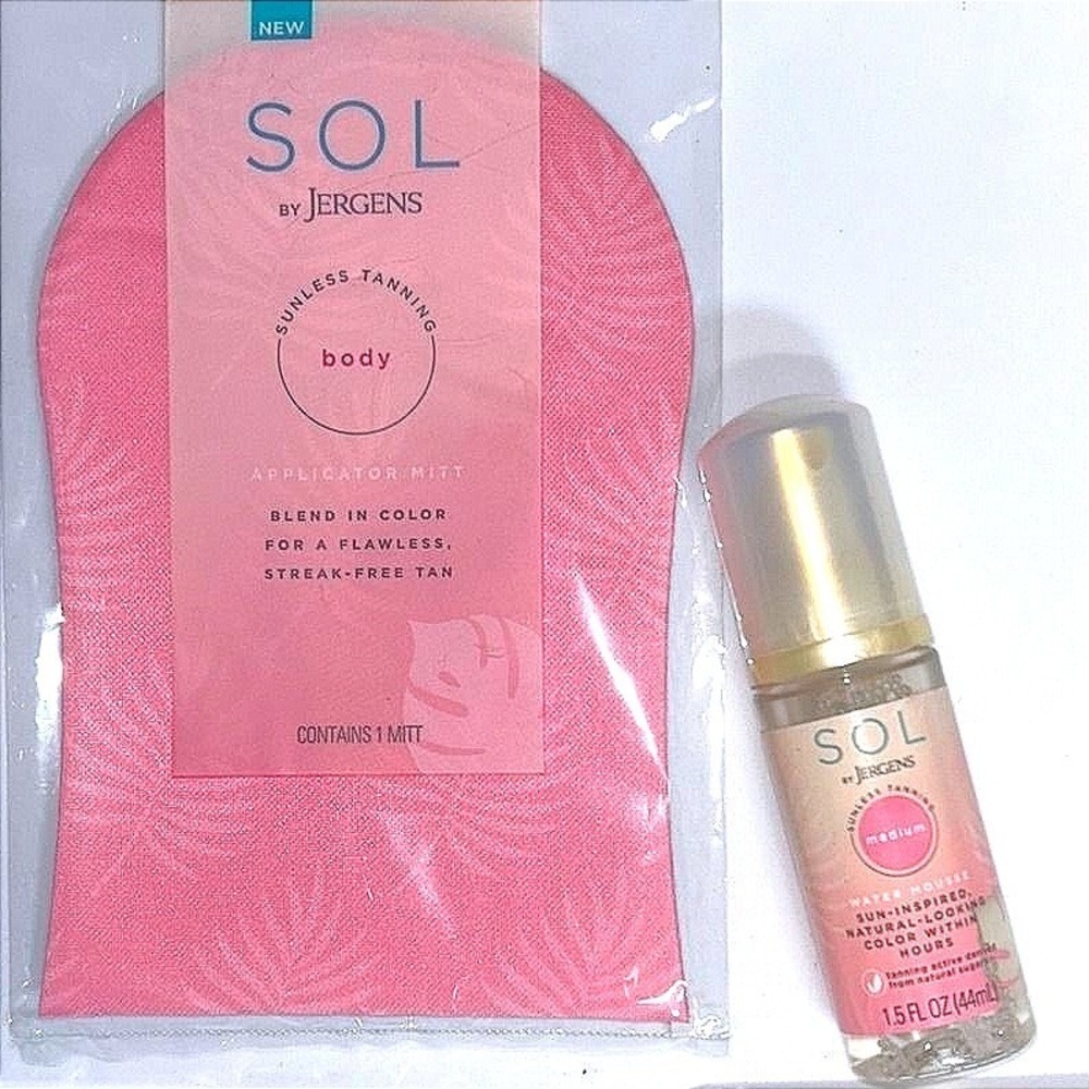 SOL by Jergens Self Tanner Mousse 1.5 oz & Applicator Mitt Set NWT